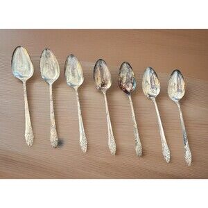 7 Vintage Oneida Community Plate Evening Star Place Spoons Silverplate